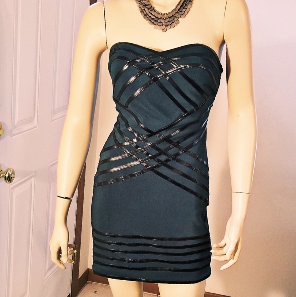 WOW COUTURE Dress Strapless Green Size S